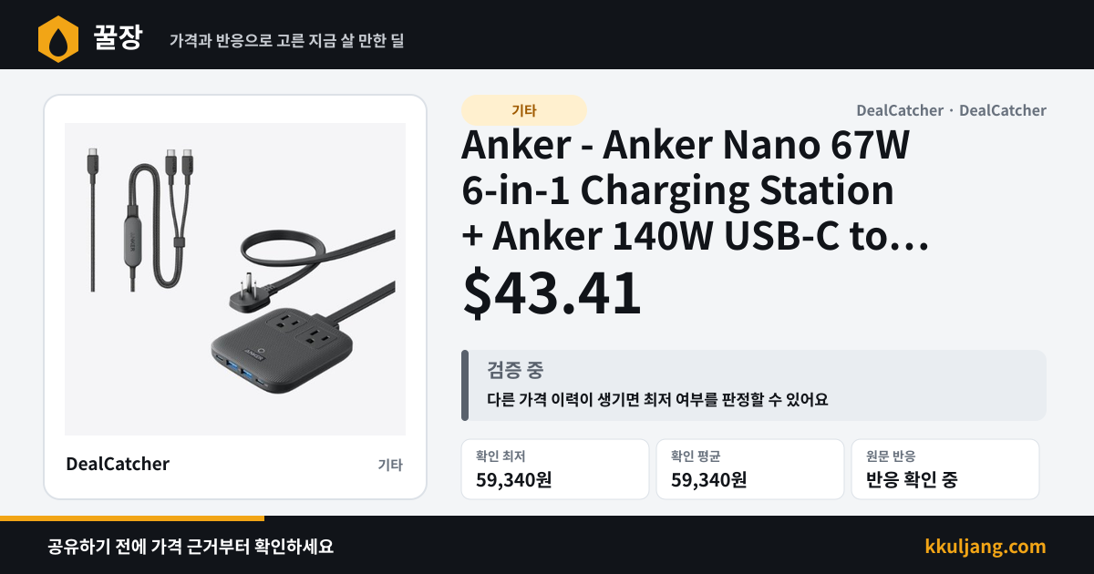 Anker - Anker Nano 67W 6-in-1 Charging Station + Anker 140W USB-C to USB-C Cable $43.41 상품 이미지