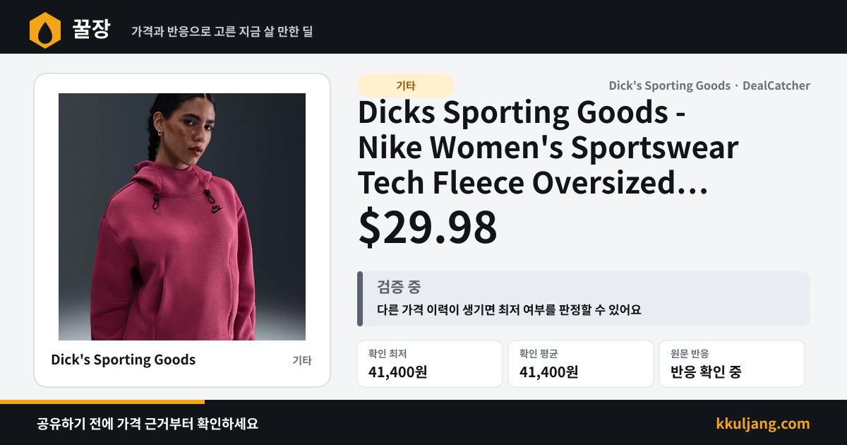 Dicks Sporting Goods - Nike Women's Sportswear Tech Fleece Oversized Hoodie $29.98 상품 이미지
