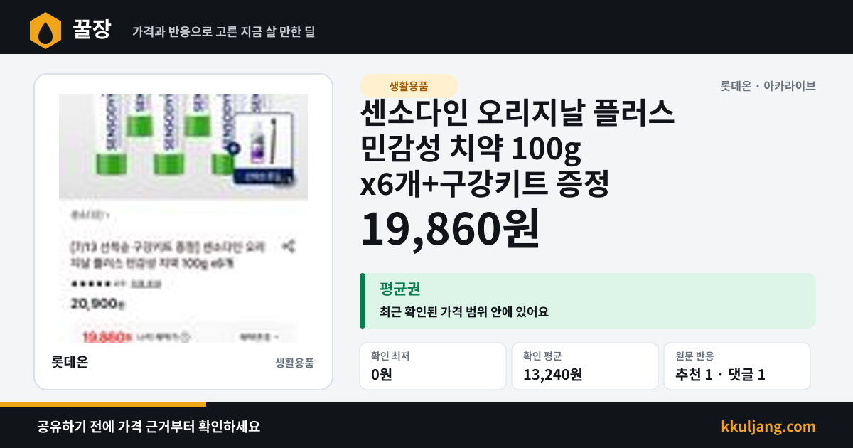 센소다인 오리지날 플러스 민감성 치약 100g x6개+구강키트 증정 상품 이미지
