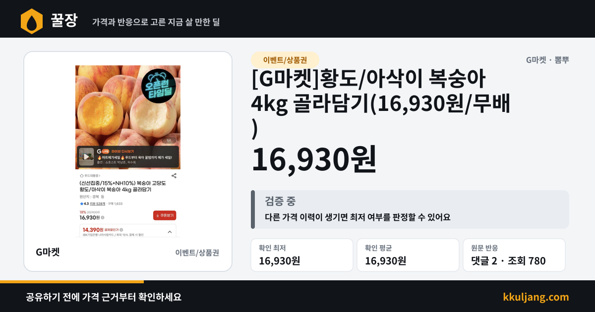 [G마켓]황도/아삭이 복숭아 4kg 골라담기(16,930원/무배) 상품 이미지