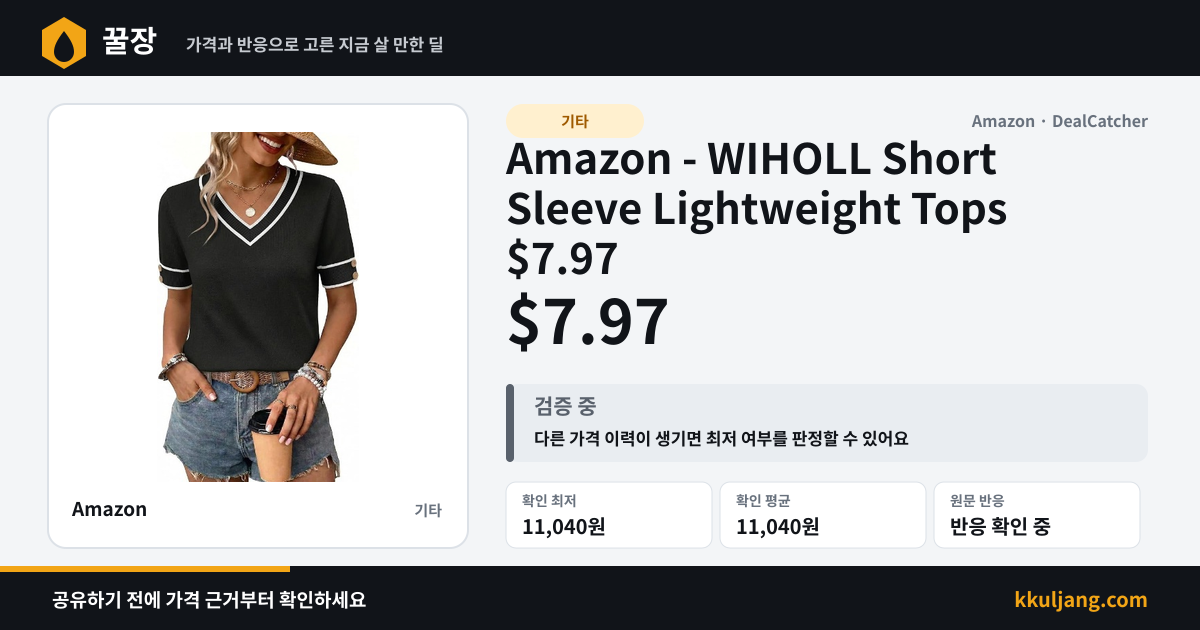 Amazon - WIHOLL Short Sleeve Lightweight Tops $7.97 상품 이미지