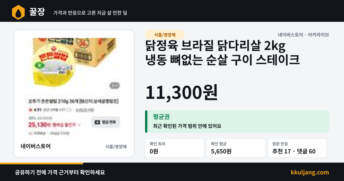 닭정육 브라질 닭다리살 2kg 냉동 뼈없는 순살 구이 스테이크 상품 이미지
