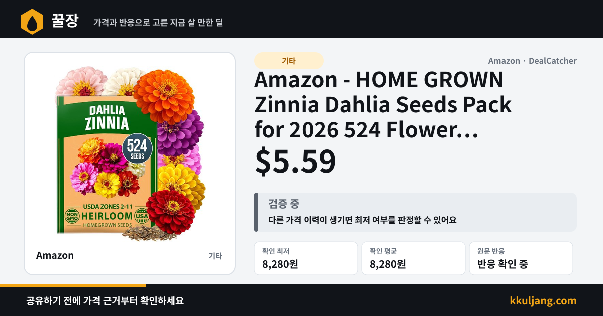 Amazon - HOME GROWN Zinnia Dahlia Seeds Pack for 2026 524 Flower Seeds $5.59 상품 이미지