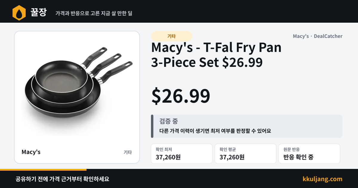 Macy's - T-Fal Fry Pan 3-Piece Set $26.99 상품 이미지
