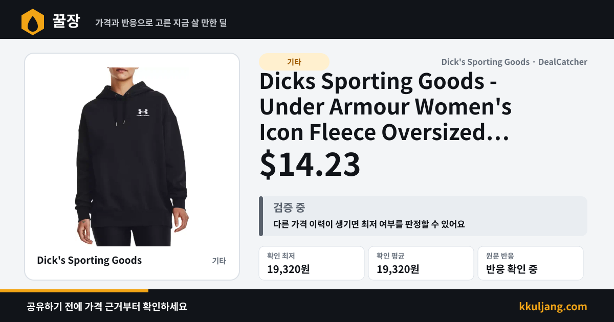 Dicks Sporting Goods - Under Armour Women's Icon Fleece Oversized Hoodie $14.23 상품 이미지