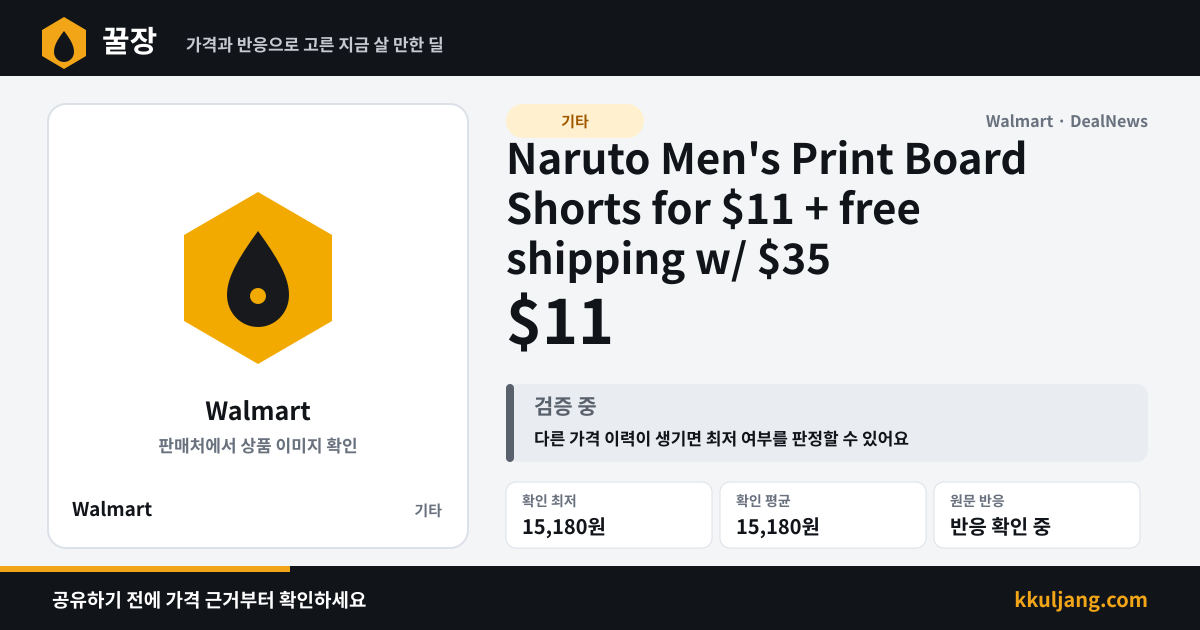 Naruto Men's Print Board Shorts for $11 + free shipping w/ $35 상품 이미지